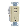 USB Charger Combo With Tamper-Resistant Receptacle, Ivory, 15-Amp