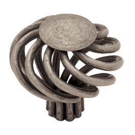 Cabinet Knob, Large Wire Swirl, Pewter, 1-5/8-In.