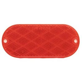 Trailer Reflector, Self Adhesive, Red Oval, 4-3/8 x 1-7/8-In.