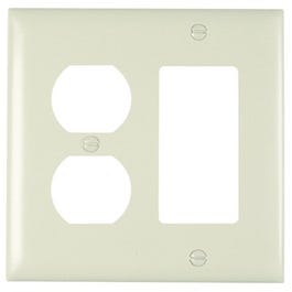 Wall Plate, 2-Gang, Decorator & Duplex, Light Almond Nylon