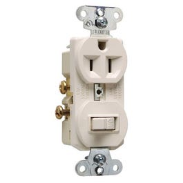 Switch & Outlet, Single-Pole, Light Almond, 15-Amp, 120-Volt