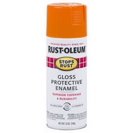 Stops Rust Enamel Spray Paint, Satin Fire Orange, 12-oz.