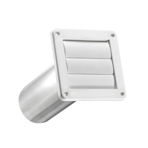 Lambro Industries 4 inch White Plastic Exhaust Wall Louvered Vent