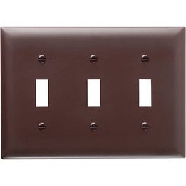 Wall Plate, 3-Toggle Opening, Urea, Brown