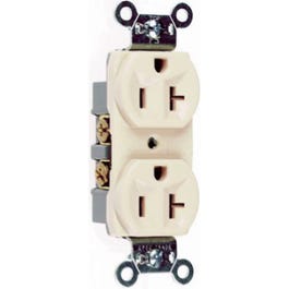 Duplex Outlet, Heavy-Duty, Light Almond, 125-Volt, 20-Amp