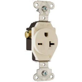 Single Outlet, 2-Pole, 3-Wire Ground, Almond, 20-Amp, 250-Volt