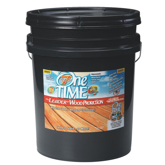 One TIME Clove Brown Wood Preservative, Protector & Stain All In One, 5 Gal.