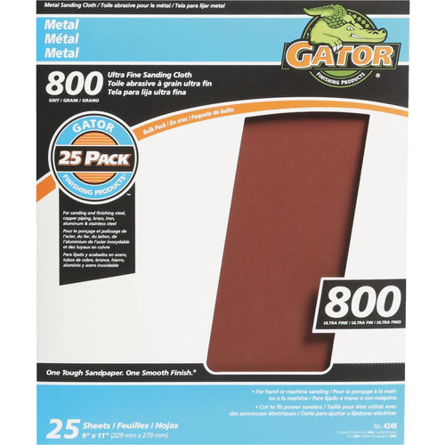 Gator 9 In. W. x 11 In. L. 800 Grit Crocus Cloth (25-pack)