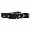 Reflective Paw Dog Collar, Black, 1 x 16-26-In.
