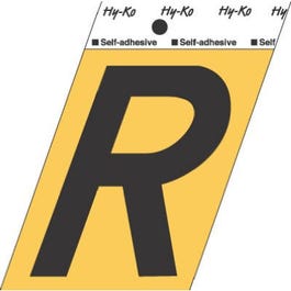 Address Letters, R, Black/Gold Aluminum, Adhesive, 3.5-In.