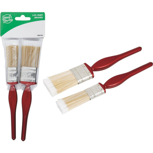 Smart Savers 1 In. Flat, 1-1/2 In. Flat Polyester Assorted Paint Brush Set (2-Pack)