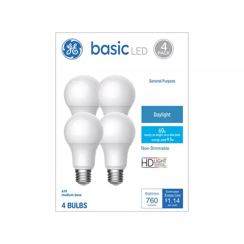 GE Basic LED 60 Watt Replacement Daylight A19 General Purpose Bulbs