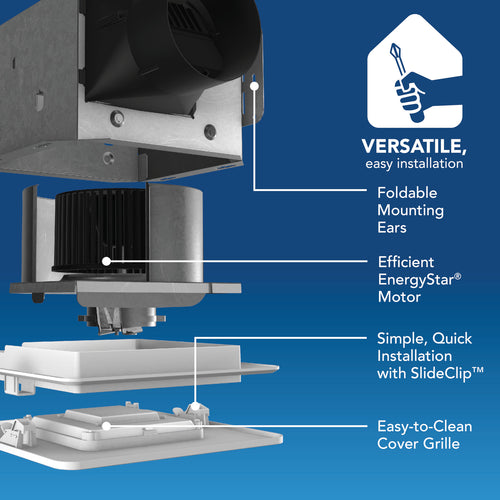 Broan-Nutone Broan-NuTone® Roomside Series Bathroom Exhaust Fan w/ LED Light, 60 CFM, Energy Star®