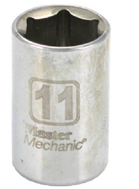 Master Mechanic Metric Shallow Socket, 6-Point, 1/4 In. Drive, 11mm