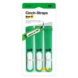 Cinch-Strap Storage Straps, Green, 18-In., 6-Pk.