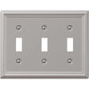 Amerelle Chelsea 3-Gang Stamped Steel Toggle Switch Wall Plate, Brushed Nickel